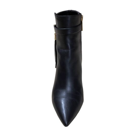 🌟Michael Kors🌟 Black/Brown Logo Leather Heeled Ankle Boots with Tassels - Picture 2 of 6
